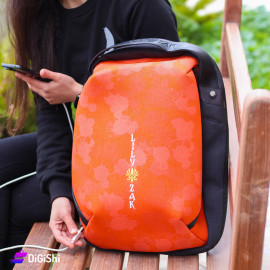 Lilly Zak logo Laptop Backpack Two layers Canvas Orange