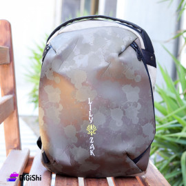 Lily Zak logo Laptop Backpack Two layers Canvas Beige and Choco
