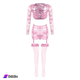 Sway Lingerie Set 4pcs Lace Lingerie Set Pink Colour