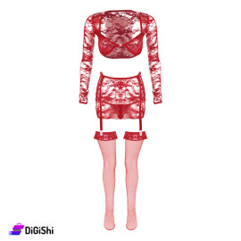 Sway Lingerie Set 4pcs Lace Lingerie Set Red Colour