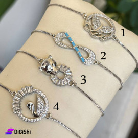 Women's Silver Bracelet Adjustable Color Zircon Stones