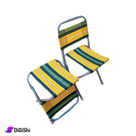 Metal Folding Chair Converted into Table Yellow and Green