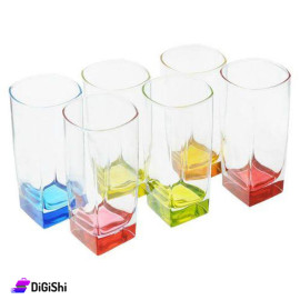 Luminarc Dozen of Transparent Colored Glass Drinking Cups 12 Pieces