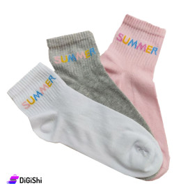 Women's Cotton Solitaire Socks 3 Pairs Set No.409/B