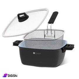 مقلى غرانيت سعة 7.2ليتر مع شبك وغطاء زجاجي ماركة DORSCH