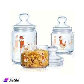 Luminarc Spice Jars Set of 3 pieces with Chicken Drawing