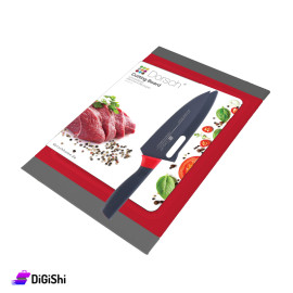لوح تقطيع طعام مع سكين ماركة DORSCH لون أحمر