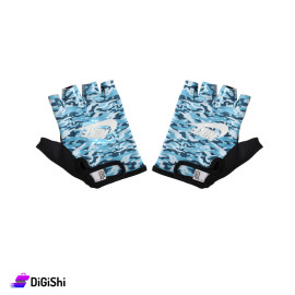 FITNESS Fabric Sports Gloves Open Toes with Nike Blue and Black