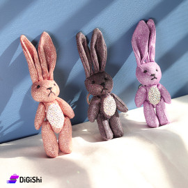 Rabbit Shape Key Chain Cotton and Shiny Fabric Set2