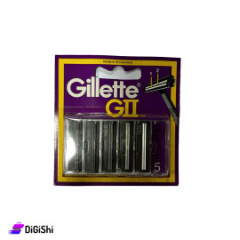 علبة رؤوس لشفرات الحلاقة الرجالية تحوي 5  رؤوس ماركة Gillette موديل GII