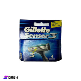 علبة رؤوس لشفرات الحلاقة الرجالية تحوي 4  رؤوس ماركة Gillette موديل Sensor3