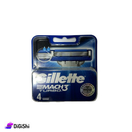 Razor Blade Refills for Men 4 Pcs Gillette Brand Mach3 Turbo Model