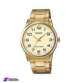 ساعة يد رجالية ماركة Casio موديل MTP-V001G-9BUDF لون ذهبي