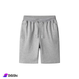 Men's Cotton Shorts with Elastic Waist and Two Side Pockets Gray