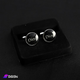 Silver Cufflinks with Round Shape and Dior Logo