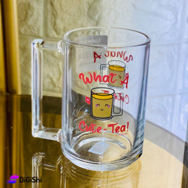Transparent Glass Mug Luminarc Brand with Phrase What a Cute Tea