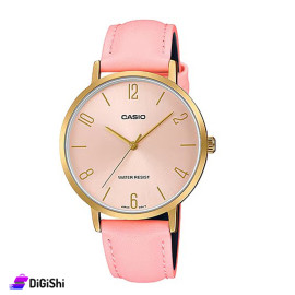ساعة يد نسائية ماركة Casio موديل LTP-VT01GL-4BUDF كستك جلد لون زهر