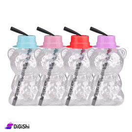 Shahd Plast Plastic Cup in the Shape of Teddy Bear with Cover and Straw