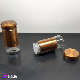 Cylindrical Glass Salt Shaker with Bronze Aluminum Lid