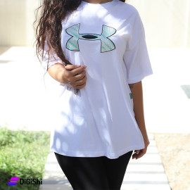 Women's Over Sized Half Cotton Sleeves Sweatshirt with UNDER ARMOR Logo White Color M169 Model