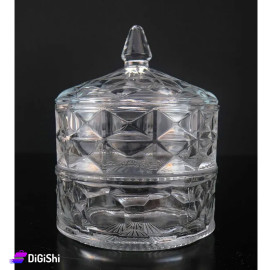 Multi Purpose Double Layer Glass Sugar Bowl with Lid
