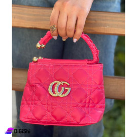Women's Leather Bag with leather Covered Metal Handle CG logo Fuchsia