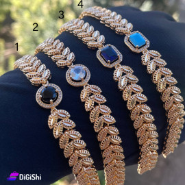 إسوارة نسائية ذهبية شكل سنبلة مع حجر كبير