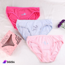 مجموعة سليب نسائي قطني 3قطع ماركة SWAY مع رسومات