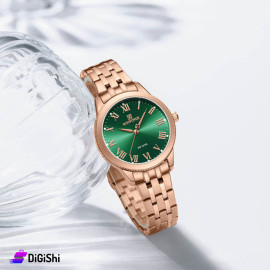 NAVIFORCE Women's Watch Model nf5032 with Luxury Box and Gift Battery Golden and Green