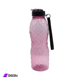 Shahd Plast Plastic Water Bottle Grooved with Lozenge Pattern Pink
