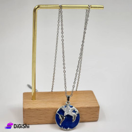 Stainless Steel Necklace with Globe Pendant Silver