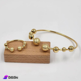 Women's Accessory Set Consisting of Bracelet and Ring Gold