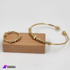 Women's Soft Accessory Set Consisting of Bracelet and Ring Gold