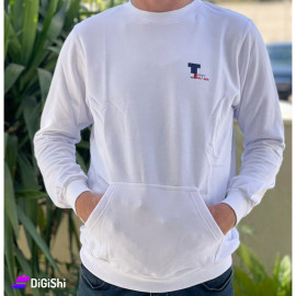 Tommy Logo M167 Men's Cotton Sweater White