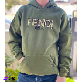 كنزة هودي فليس رجالي شعار FENDI موديل 150 لون زيتي