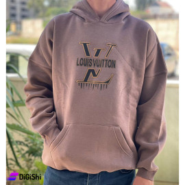 Men's Hoodie Fleece Sweater LOUIS VUITTON Logo 150 Model Choco Color