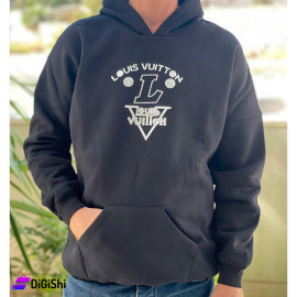 Men's Hoodie Fleece Sweater LOUIS VUITTON Logo 150 Model Black Color