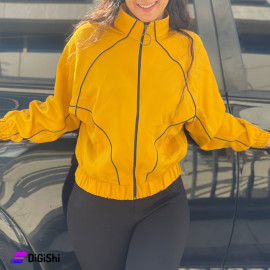 Women's Crepe Jacket with Zipper - Mustard