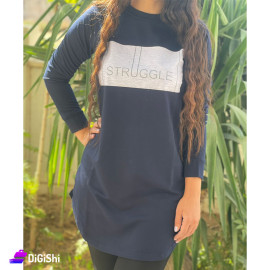 Women's Polyester Long Sweater Dark Blue Color