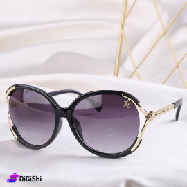 نظارات شمسية نسائية Chanel بعدسة معالجة وإطار أسود وذهبي - Copy