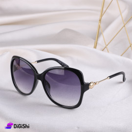 نظارات شمسية CHANEL عدسة معالجة لون أسود مع إطار ذهبي وأسود - Copy