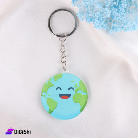 Plexiglass Globe Keychain Blue and Green
