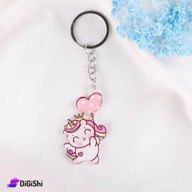 Plexiglass Unicorn Keychain White and Pink