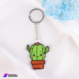 Plexiglass Cactus Keychain Green