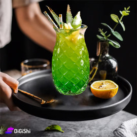 كوب زجاج شفاف على شكل أناناسة