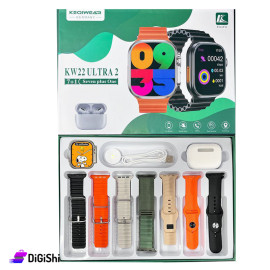 KW22 Ultra 2 Smart Watch with 7 Strap and Bluetooth Headphones