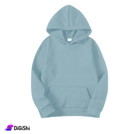 Fleece Cotton Hoodie Dark Light Blue colour