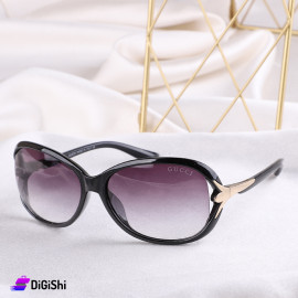 GUCCI Women's Sunglasses with Black Treated Lens and Black and Golden Frame