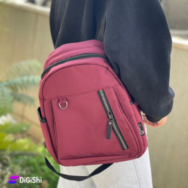Women's Canvas Backpack with Front Zipper Pocket Wine
