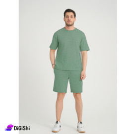 Men's Cotton Set Consisting of Shorts and wide sweater Olive